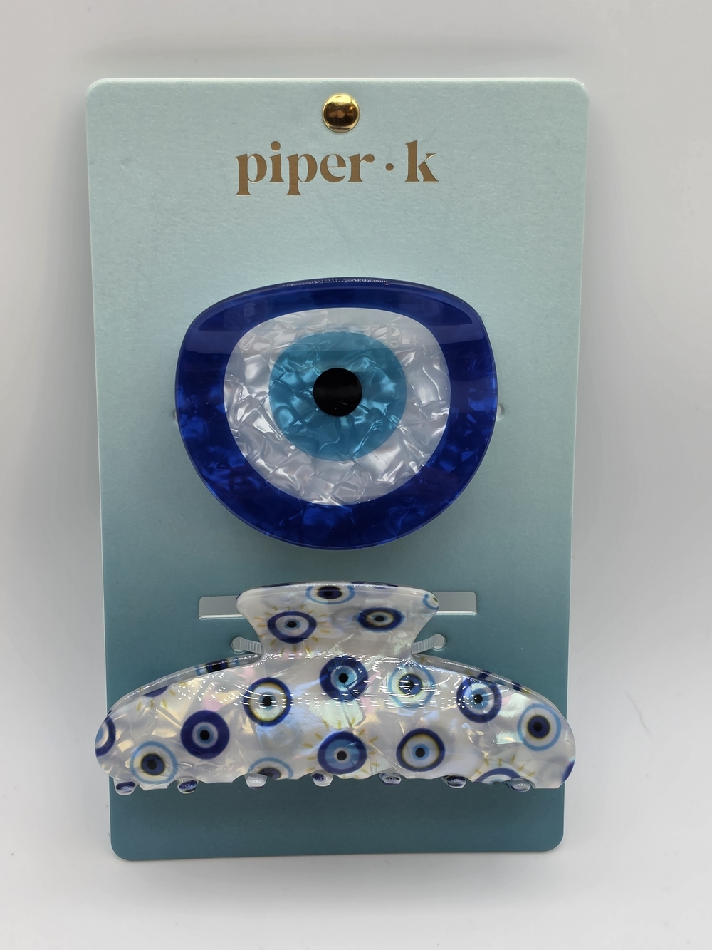 Piper.k Blue Evil Eye Claw Clip Set